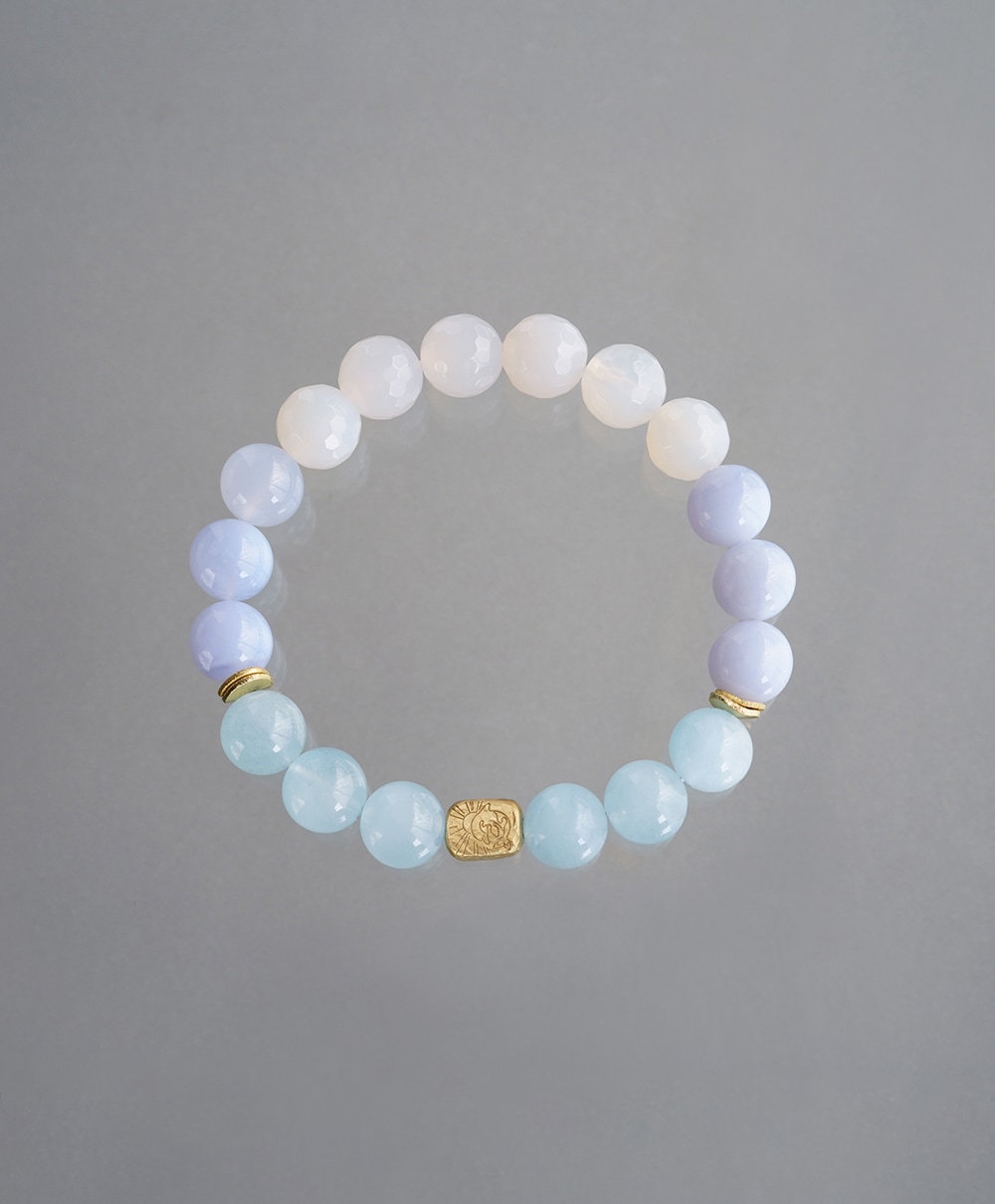 Dolphin - Spirit Animal bracelet /アクアマリン、ブルーカルセドニー
